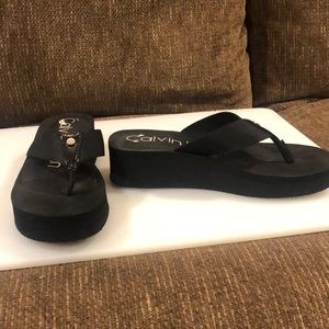 Calvin Klein heeled flip flops